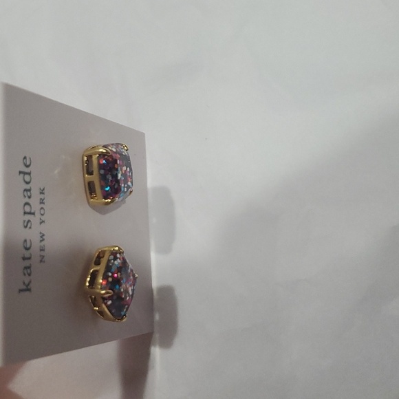 Kate Spade multicolored glitter confetti filled‎ cubic boxed stud earrings new - Picture 7 of 9